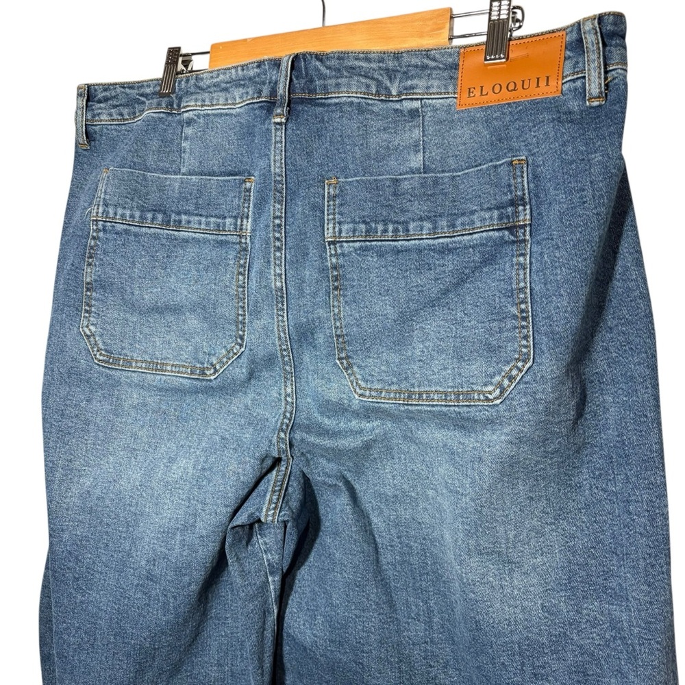 ELOQUII | Women's Blue Cropped Wide Leg Denim Jeans size 18 Stretch Cotton NEW - Picture 11 of 16
